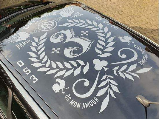 0012988_ds3-cafe-racer-roof-decals-stickers_550 - R&E Wraps and Graphics LTD - Citroen DS3 Cafe Racer Roof Graphics - Cafe, Cafe Racer, citroen, DS3, roof graphics