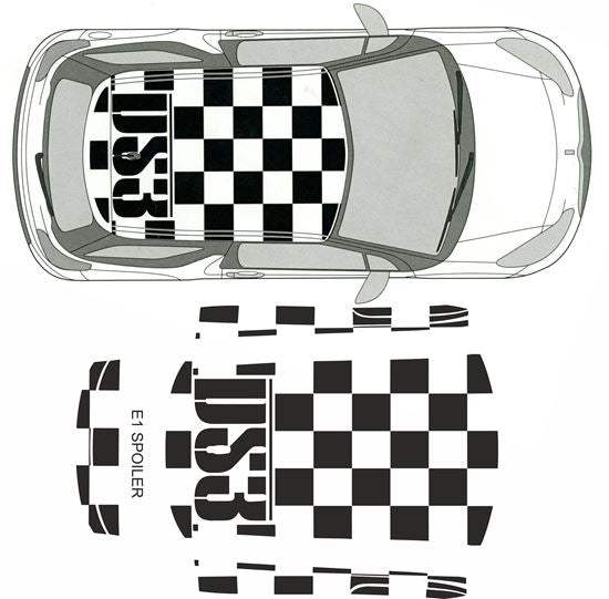 0027390_ds3-chequered-roof-decals-stickers-factory-fit_550 - R&E Wraps and Graphics LTD - Citroen DS3 Chequered Roof Graphics - Chequered, citroen, DS3, roof graphics