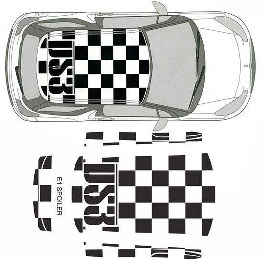 0027390_ds3-chequered-roof-decals-stickers-factory-fit_550 - R&E Wraps and Graphics LTD - Citroen DS3 Chequered Roof Graphics - Chequered, citroen, DS3, roof graphics