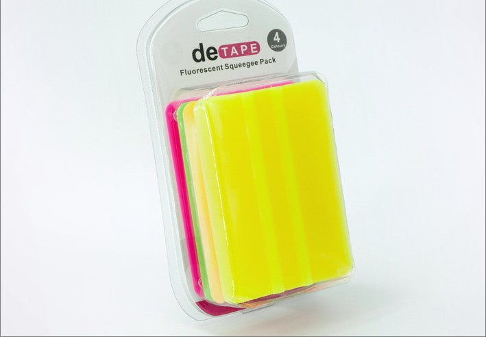 4x Neon plastic squeegee. 101 x 75mm