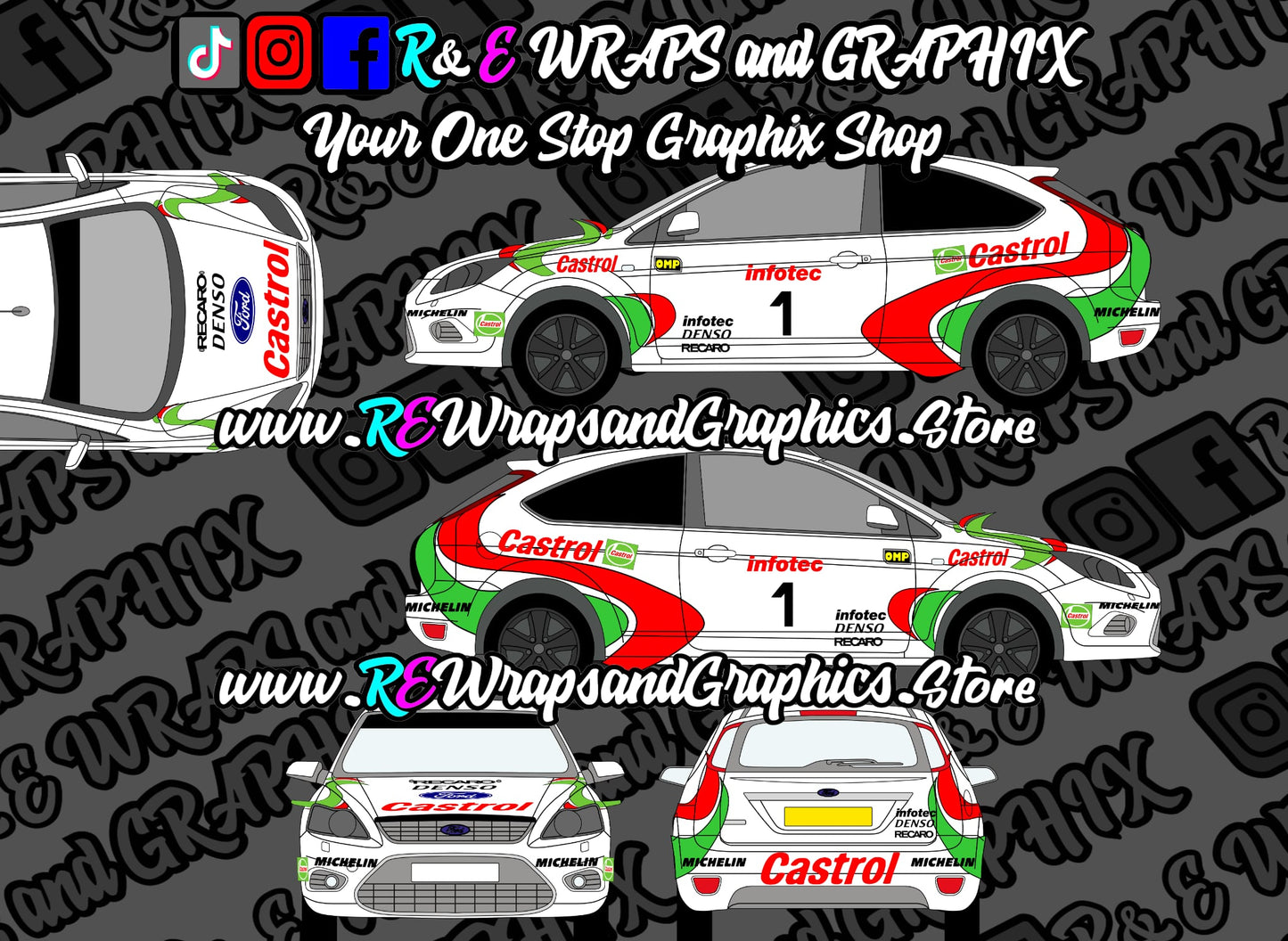 Ford Focus ST/RS mk2 Castrol Rally Full Graphic Kit