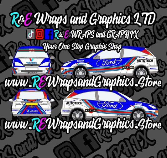 Ford Focus MK1 Martini Rally Graphic Kit