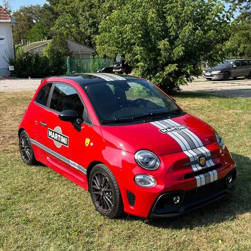 02F1BCA4-2DED-455D-9C23-82EE04DD0350 - R&E Wraps and Graphics LTD - Fiat 500 Abarth Martini Racing Stripes + Side Stripes/Side Logos + Sunstrip - abarth, bonnet decals, bonnet Stickers, Bonnet stripe, fiat 500