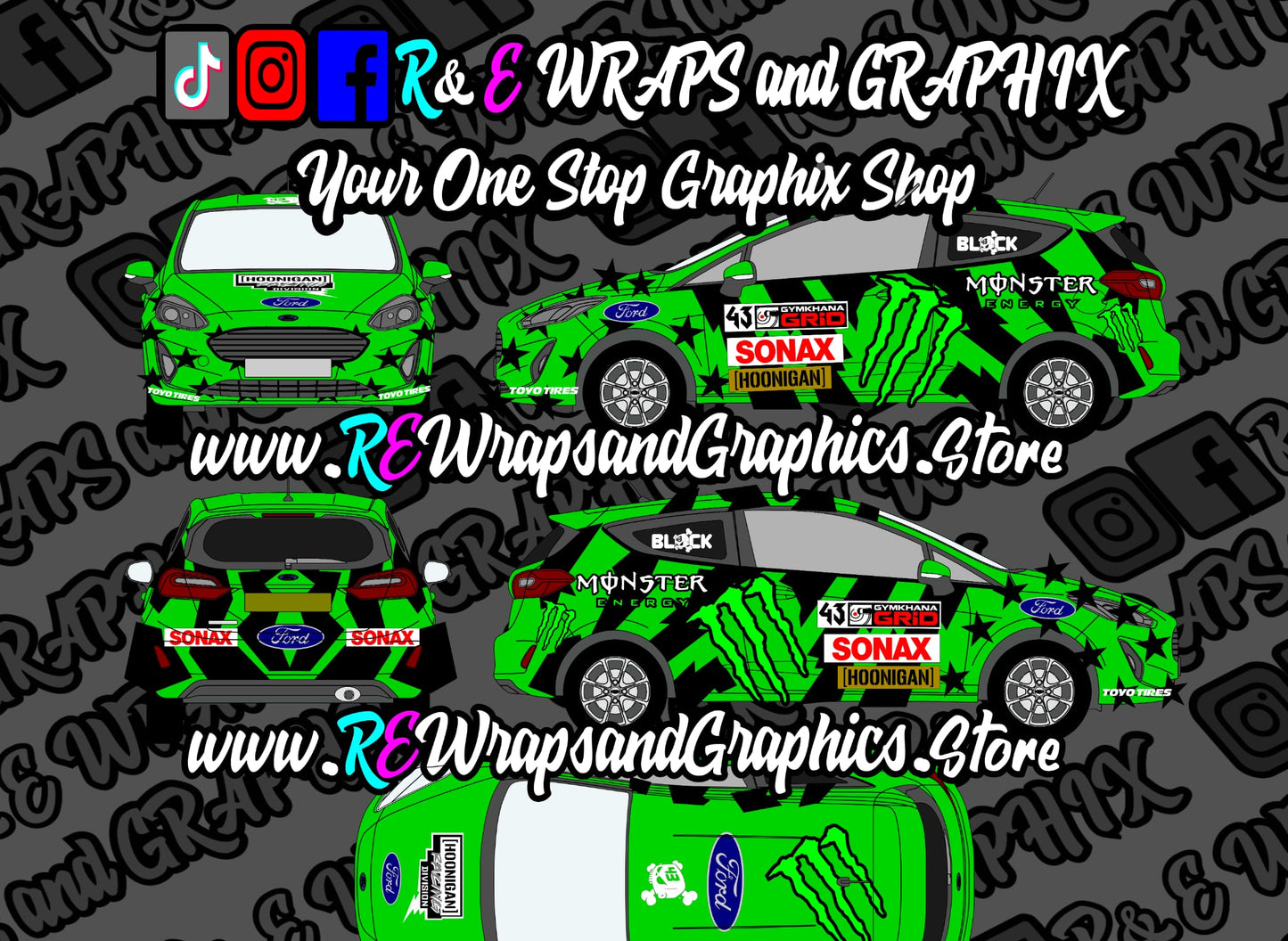 Ford Fiesta mk7 ST Monster Energy 43 Graphic Kit