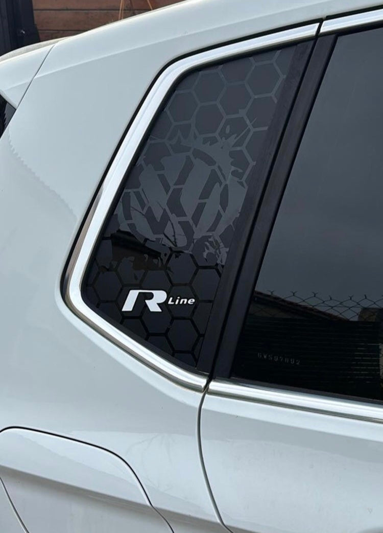 0D0D5401-20A9-47BF-9E70-E37AD62041D0 - R&E Wraps and Graphics LTD - Volkswagen Polo MK5-7 R-Line Honey Comb Side Window Stickers - honey comb, Polo, side window decals, stickers, Volkswagen polo, Volkswagen.