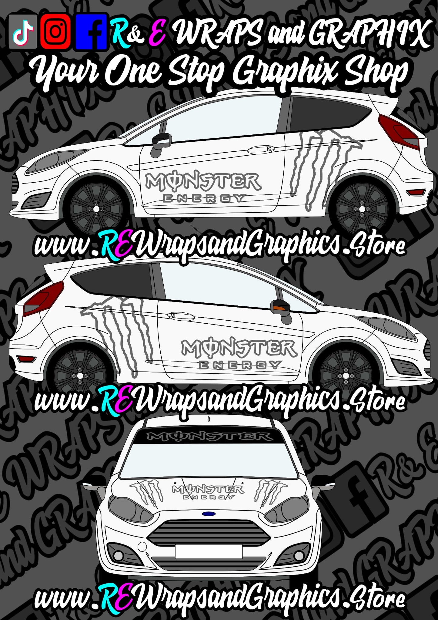 Monster Energy Graphic Kit - Universal To All Vehicles