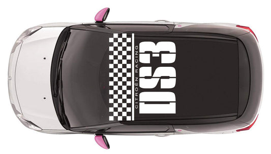 1717-naklejki-citroen-ds3-dach-roof-racing-stikers-decals-stripes - R&E Wraps and Graphics LTD - Citroen DS3 Chequered Roof Graphics - Chequered, citroen, DS3, roof graphics