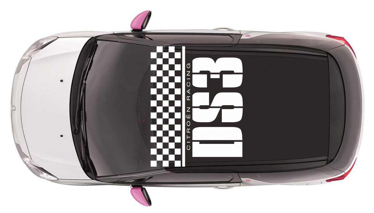 1717-naklejki-citroen-ds3-dach-roof-racing-stikers-decals-stripes - R&E Wraps and Graphics LTD - Citroen DS3 Chequered Roof Graphics - Chequered, citroen, DS3, roof graphics