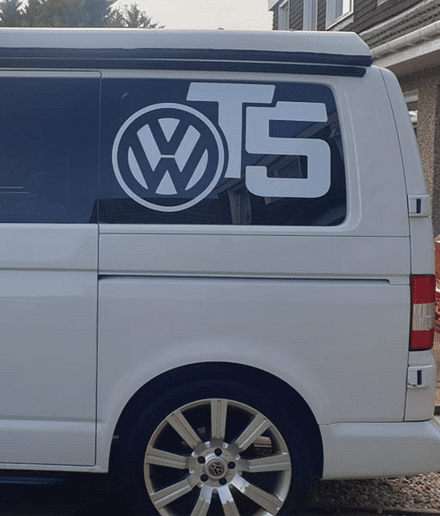 2-x-t5-vw-logo-decal-stickers-choice-of-colour-58110-p - R&E Wraps and Graphics LTD - Volkswagen T5 Panel Decals x2 - side panel, Volkswagen, volkswagen t5, volkswagen transporter, vw
