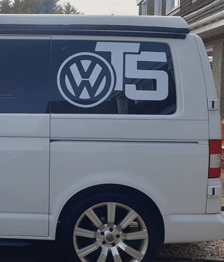 2-x-t5-vw-logo-decal-stickers-choice-of-colour-58110-p - R&E Wraps and Graphics LTD - Volkswagen T5 Panel Decals x2 - side panel, Volkswagen, volkswagen t5, volkswagen transporter, vw