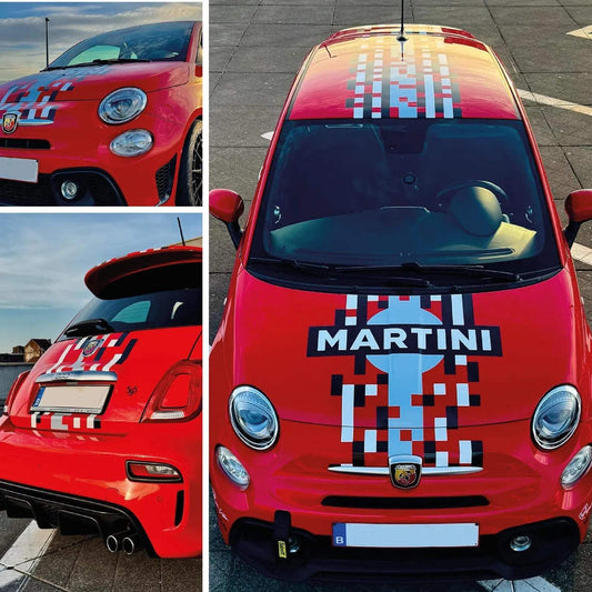 336BBA4A-E440-466B-9C1D-1175242370E6 - R&E Wraps and Graphics LTD - Fiat 500 Abarth Martini Racing Stripes - abarth, bonnet decals, bonnet Stickers, Bonnet stripe, fiat 500