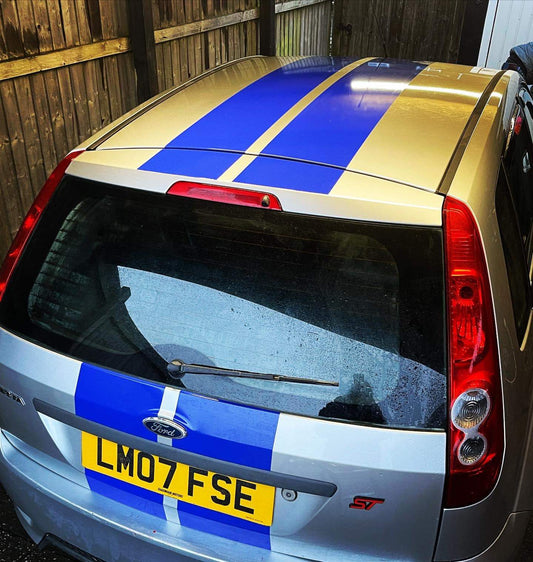 339566101_1912234302471709_4664930079129158922_n - R&E Wraps and Graphics LTD - Ford Fiesta Racing Stripes - Bonnet stripe, ford, ford fiesta, racing stripes
