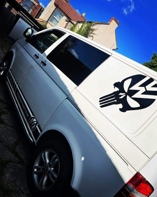 342695065_792063618946508_1948873634858426205_n - R&E Wraps and Graphics LTD - Volkswagen T5 Punisher Skull Side Panel Decals x2 - side panel, skull, Volkswagen, volkswagen t5, volkswagen transporter, vw