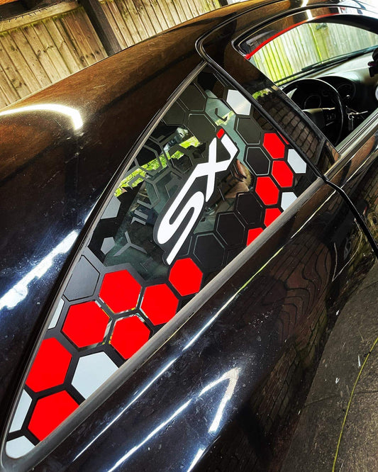 346483461_625242892830718_4092202951414151820_n - R&E Wraps and Graphics LTD - Vauxhall Corsa SXI Honeycomb Side Window Stickers - Corsa, honey comb, side window decals, stickers, sxi, Vauxhall, Vauxhall Performance
