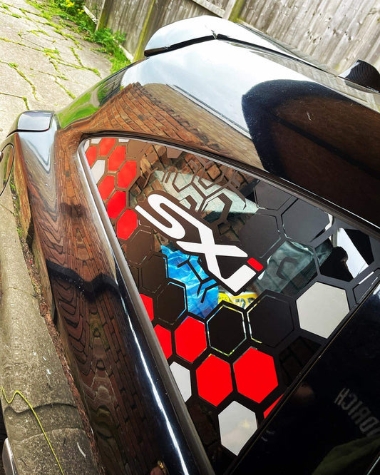 346487597_198840639642664_3798257442658110382_n - R&E Wraps and Graphics LTD - Vauxhall Corsa SXI Honeycomb Side Window Stickers - Corsa, honey comb, side window decals, stickers, sxi, Vauxhall, Vauxhall Performance