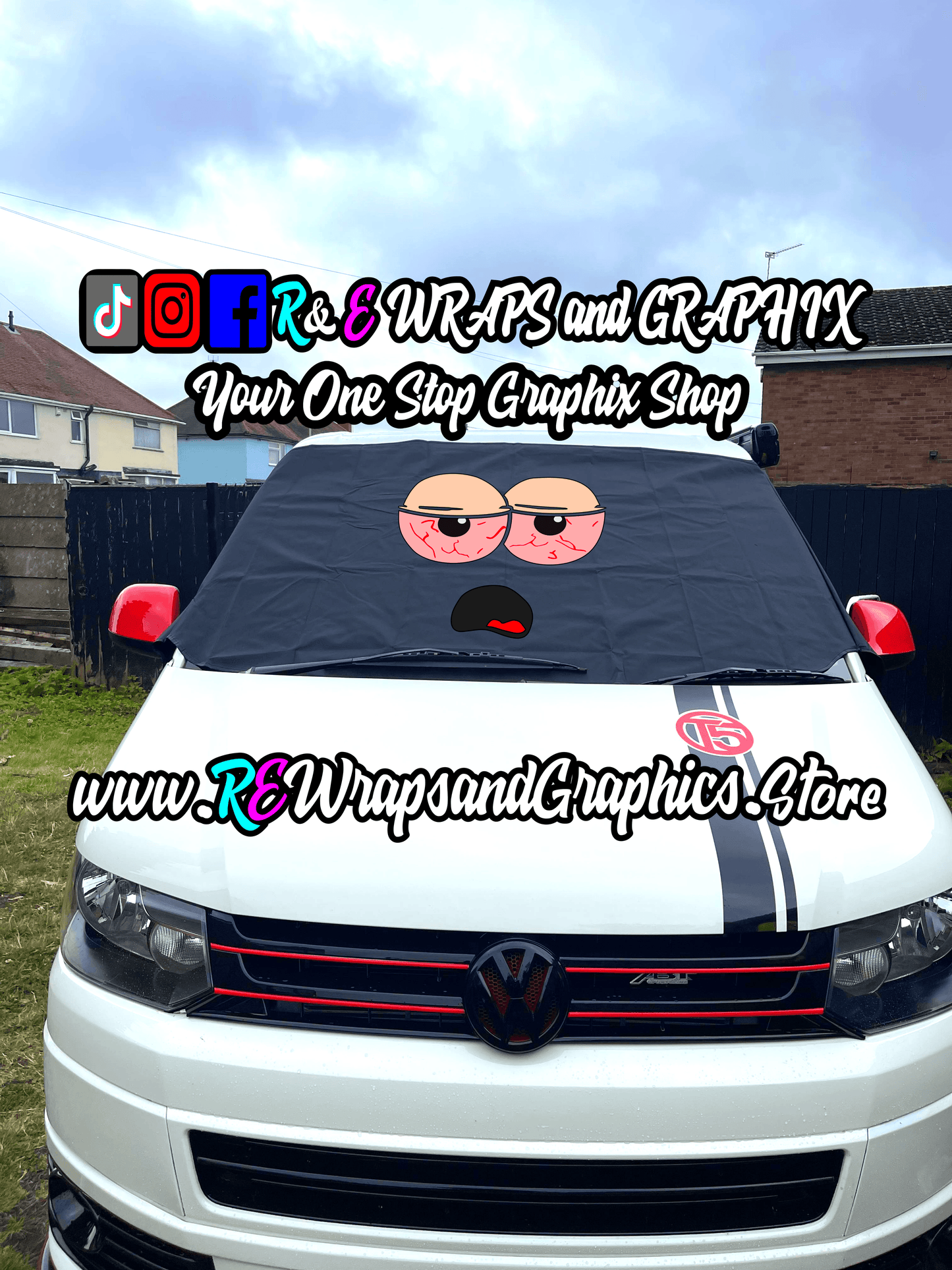 356837405_232316783024535_8784331291586092299_n - R&E Wraps and Graphics LTD - Campervan Windscreen Covers Stoned Eyes 4 - T5/T6/T4 - campervan, sunstrips, t5, T5 windscreen cover, t6 windscreen cover, Volkswagen t5, window cover, windscreen cover
