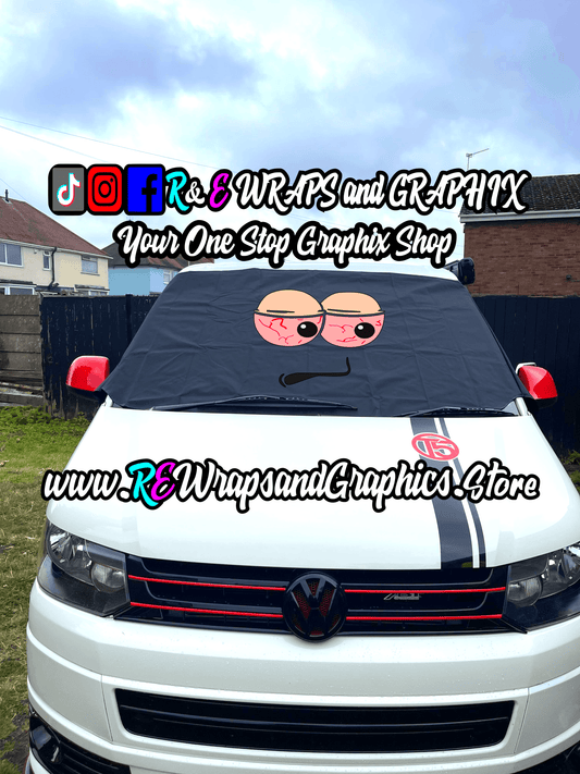 357056370_779258467320761_6897217605215223033_n - R&E Wraps and Graphics LTD - Campervan Windscreen Covers Stoned Eyes 3 - T5/T6/T4 - campervan, sunstrips, t5, T5 windscreen cover, t6 windscreen cover, Volkswagen t5, window cover, windscreen cover