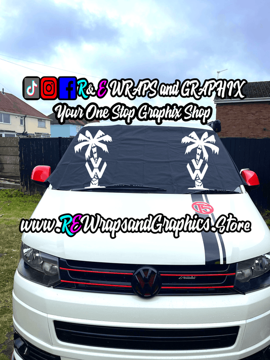 359684110_662107958752069_4056159915535655948_n - R&E Wraps and Graphics LTD - Campervan Windscreen Covers VW Palm Trees- T5/T6/T4 - campervan, sunstrips, t5, T5 windscreen cover, t6 windscreen cover, Volkswagen t5, window cover, windscreen cover