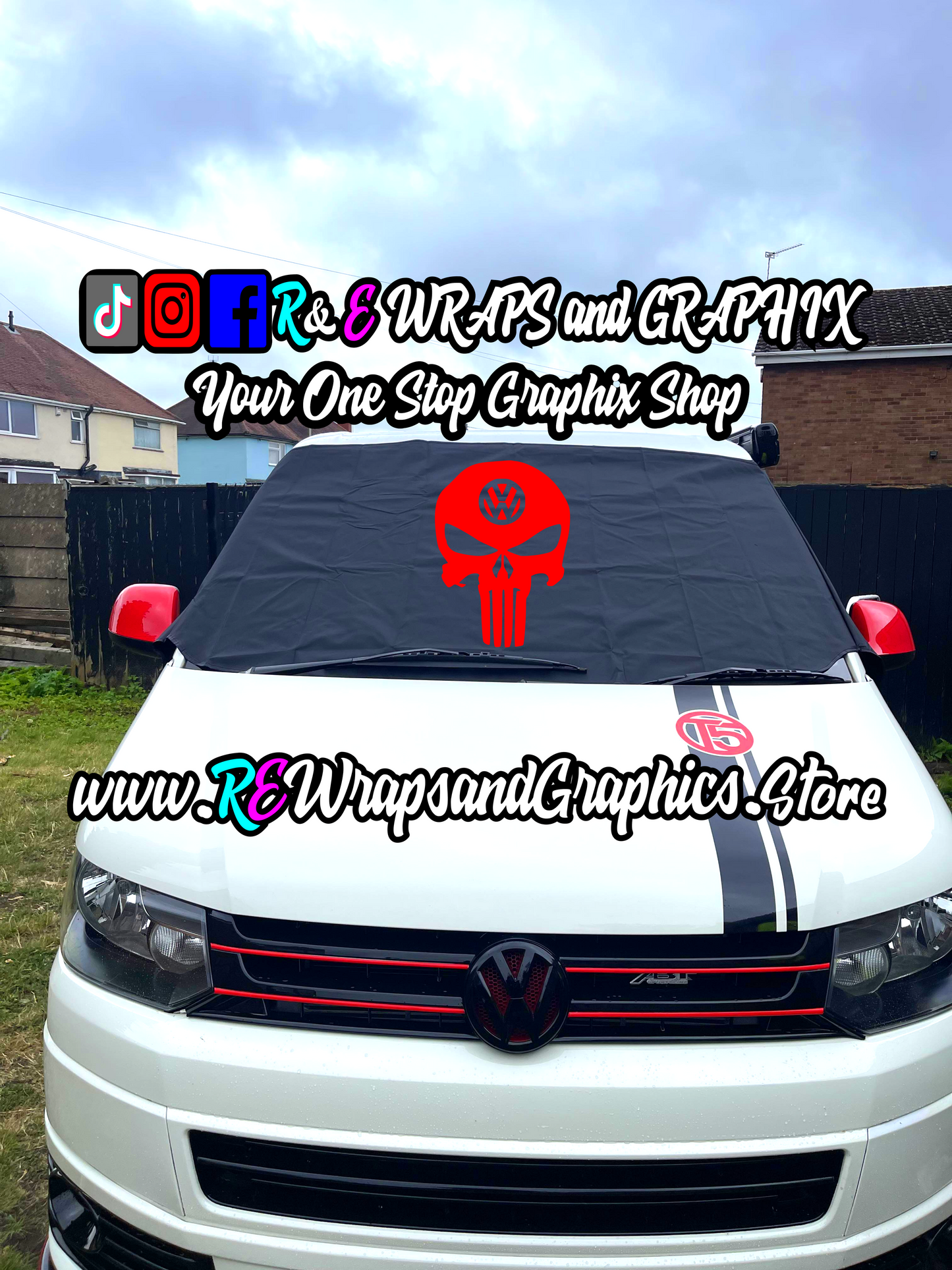 Campervan Windscreen Covers VW Skull 2- T5/T6/T4