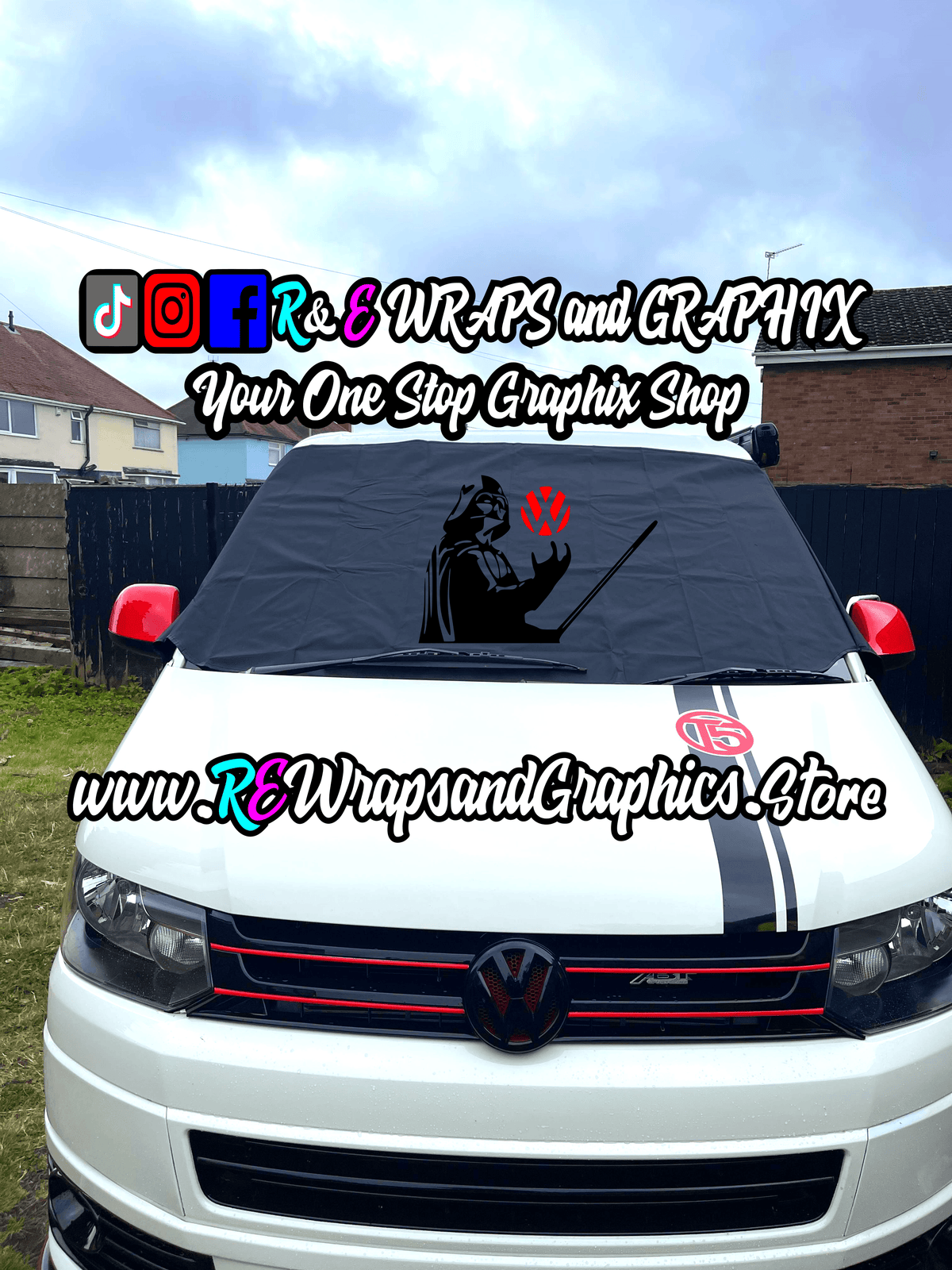361082788_3250065121950120_640862502529232024_n - R&E Wraps and Graphics LTD - Campervan Windscreen Covers VW Darth Vader - T5/T6/T4 - campervan, sunstrips, t5, T5 windscreen cover, t6 windscreen cover, Volkswagen t5, window cover, windscreen cover