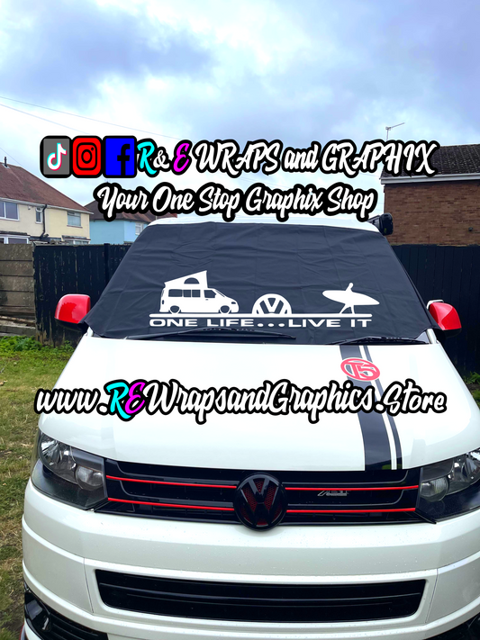 Campervan Windscreen Covers VW One Life Live It - T5/T6/T4