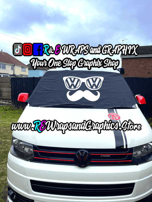 361134567_1234917397236155_8970944933430671316_n - R&E Wraps and Graphics LTD - Campervan Windscreen Covers VW Mustache - T5/T6/T4 - campervan, sunstrips, t5, T5 windscreen cover, t6 windscreen cover, Volkswagen t5, window cover, windscreen cover