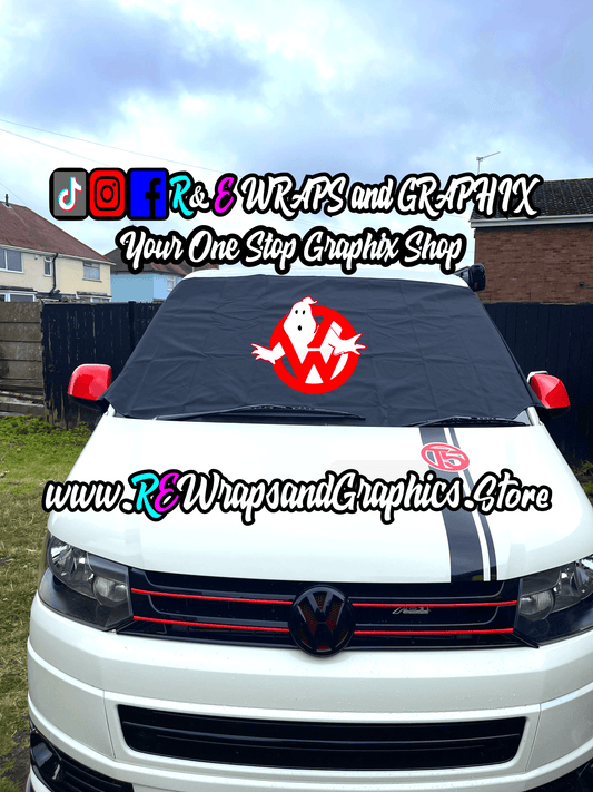 361147544_798989111710896_6518721195278222064_n - R&E Wraps and Graphics LTD - Campervan Windscreen Covers VW Ghost Busters - T5/T6/T4 - campervan, sunstrips, t5, T5 windscreen cover, t6 windscreen cover, Volkswagen t5, window cover, windscreen cover