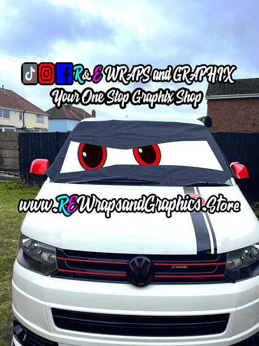 364196441_949261682815752_2983298392000552113_n - R&E Wraps and Graphics LTD - VW Campervan Windscreen Covers Angry Eyes 3 - T5/T6/T4 - campervan, sunstrips, t5, T5 windscreen cover, t6 windscreen cover, Volkswagen t5, window cover, windscreen cover