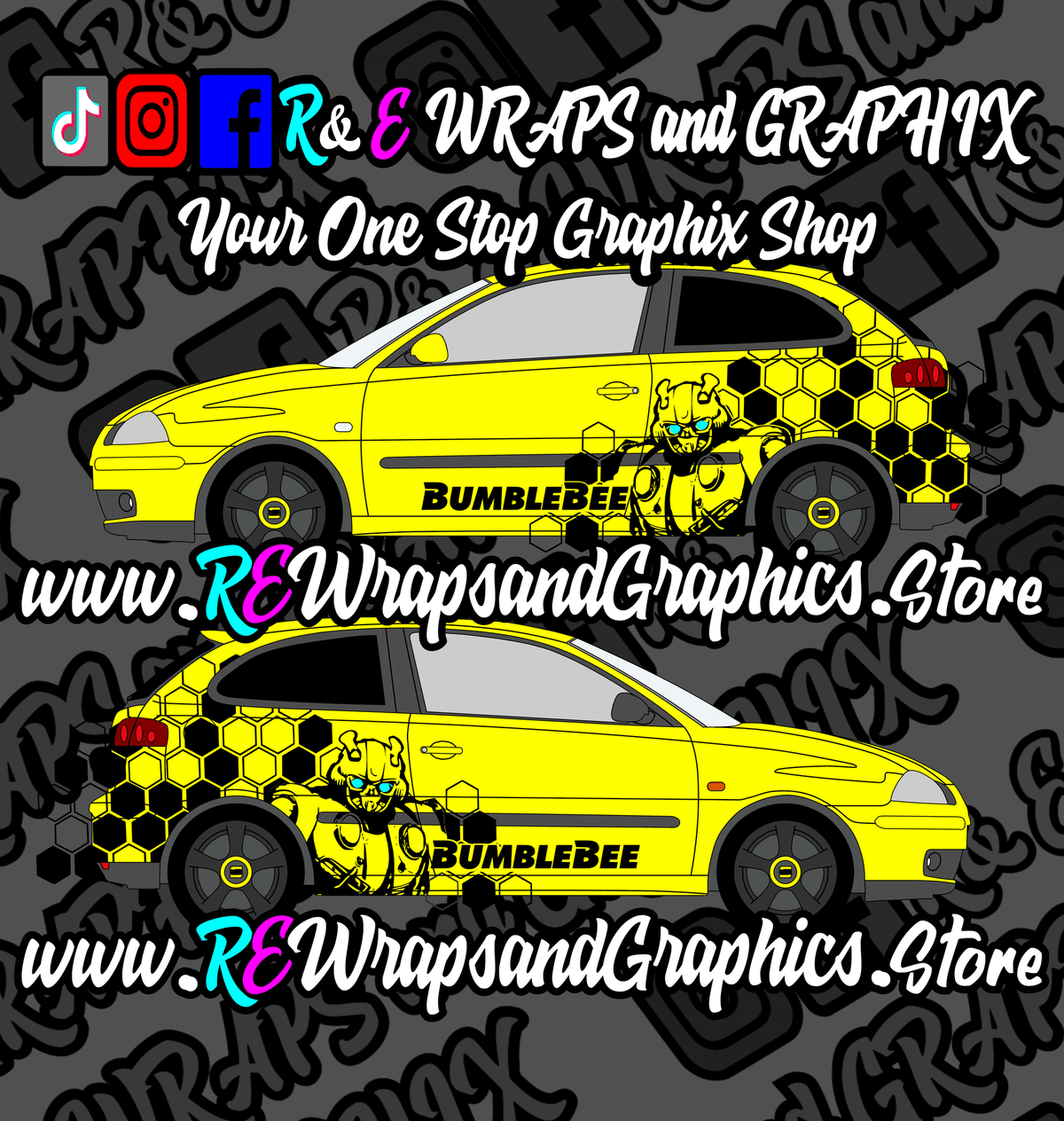 372303535_946165826449305_7111540656749746304_n - R&E Wraps and Graphics LTD - Honey Comb Bumble Bee Graphic Kit - To fit Seat Ibiza 2002 - 2006 - bumble bee, Bumble bee graphic kit, graphic kits, hexagon, hexagon graphic kit, Hexagon graphic kits, hexegons, honey comb, Honey Comb Bumble Bee Graphic Kit, Honey comb graphic kits, honeycomb, ibiza, seat, seat graphic kits, transformer, Transformers graphic kit