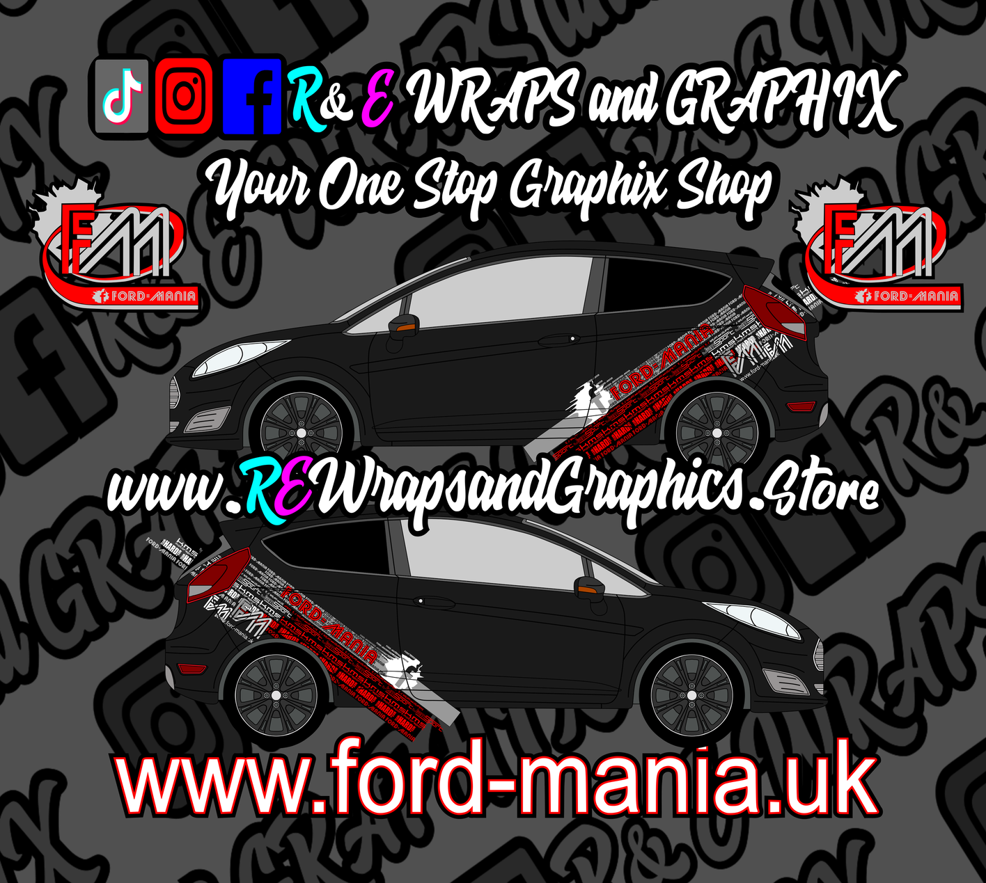 Ford Fiesta 2013-17 Ford Mania Graphic Kit (will fit ST models)