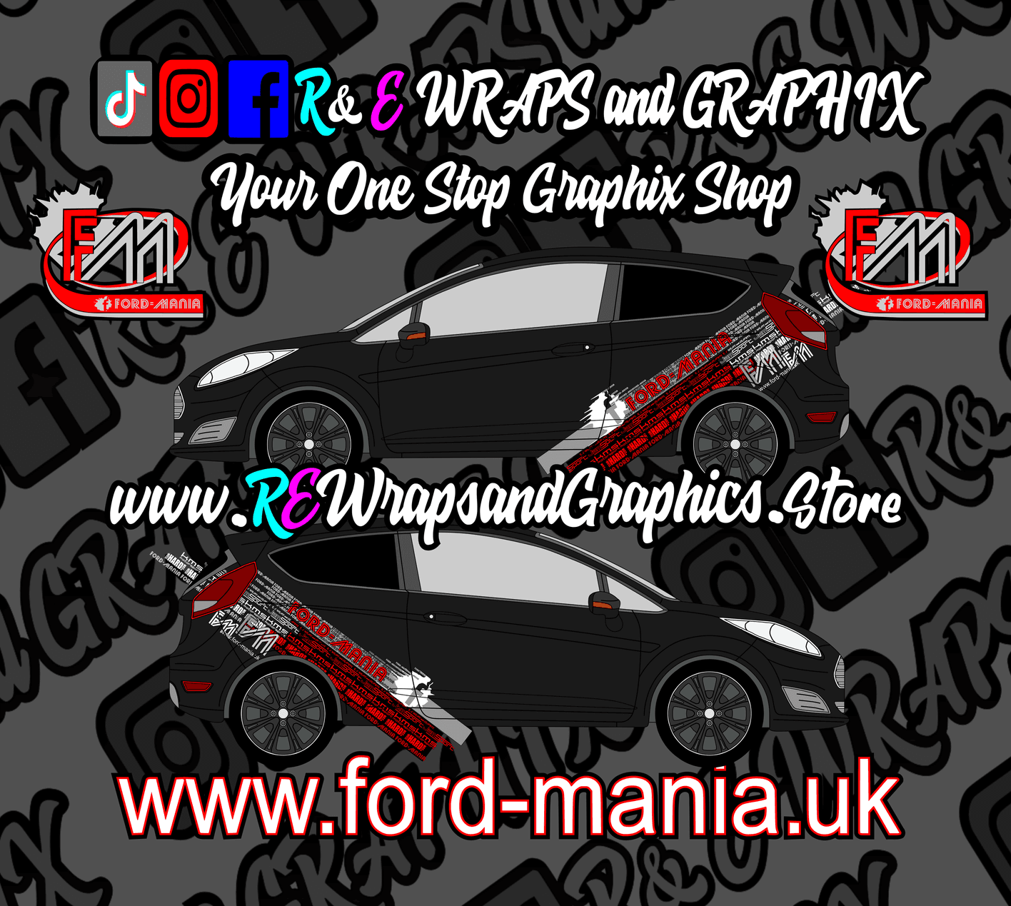 377912144_685216403668078_3216572700176953958_n - R&E Wraps and Graphics LTD - Ford Fiesta 2013-17 Ford Mania Graphic Kit (will fit ST models) - fiesta, ford, ford fiesta, Ford Graphic Kits, ford mania, ford mania graphics, ford mania stickers, graphic kits