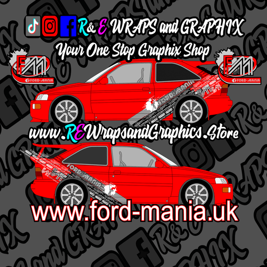 378271721_845356817003082_650850595812729835_n - R&E Wraps and Graphics LTD - Ford Escort 1992-96 Cosworth Ford Mania Graphic Kit - cosworth, Ford escort, Ford Graphic Kits, ford mania, ford mania graphics, ford mania stickers, graphic kits