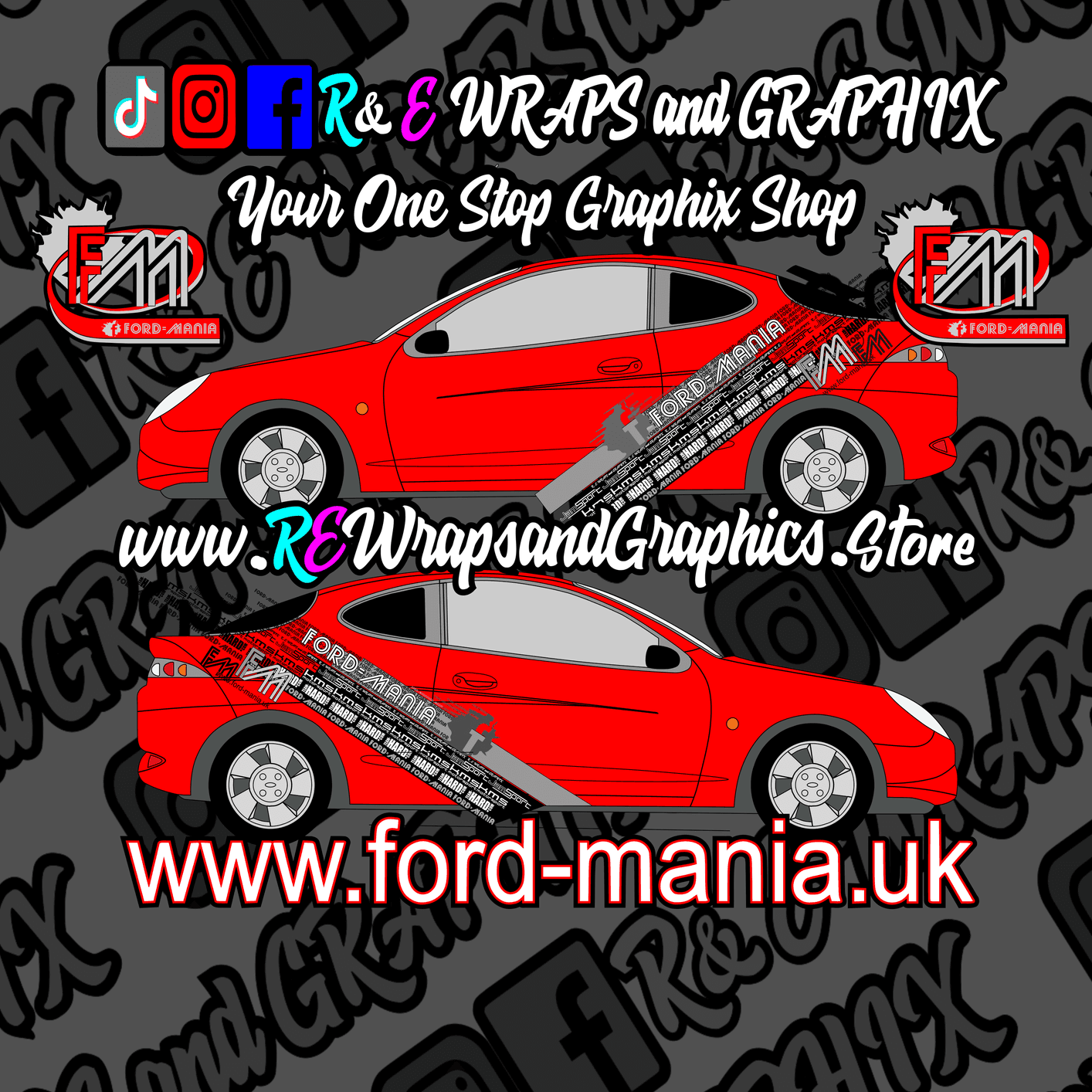 378294640_1550160882058269_1183623505061231967_n - R&E Wraps and Graphics LTD - Ford Puma 1997-2000 Ford Mania Graphic Kit - ford, Ford Graphic Kits, ford mania, ford mania graphics, ford mania stickers, ford puma, Ford Puma 1997-2000 Ford Mania Graphic Kit, graphic kits