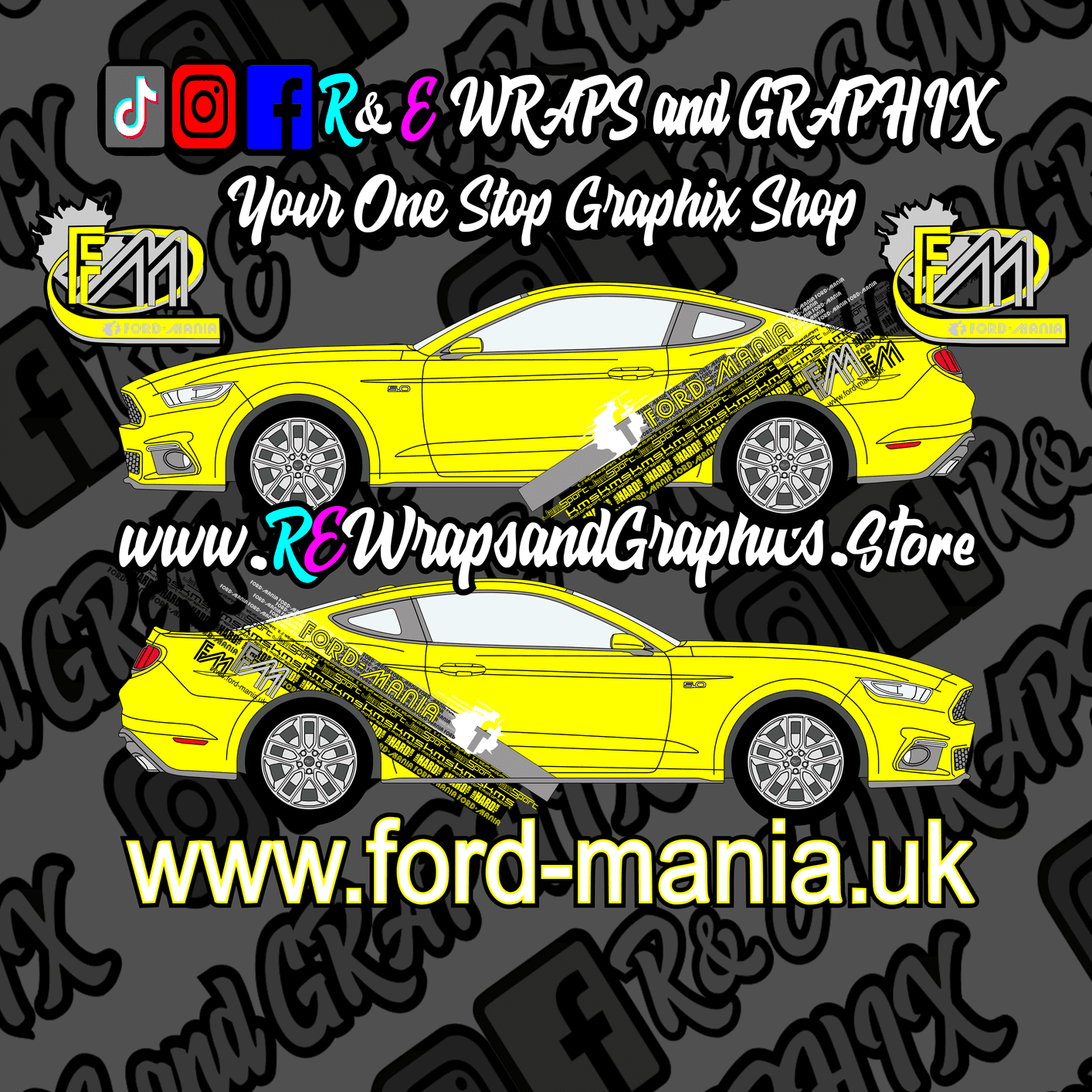 379302993_272004079087873_1734173392309167809_n - R&E Wraps and Graphics LTD - Ford Mustang 2015-21 Ford Mania Graphic Kit - Ford Graphic Kits, ford mania, ford mania graphics, ford mania stickers, ford mustang, ford mustang gt, graphic kits, mustang, mustang gt