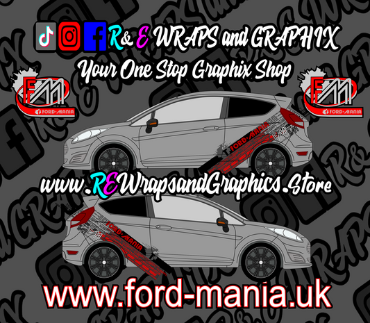 Ford Fiesta 2013-17 Ford Mania Graphic Kit (will fit ST models)