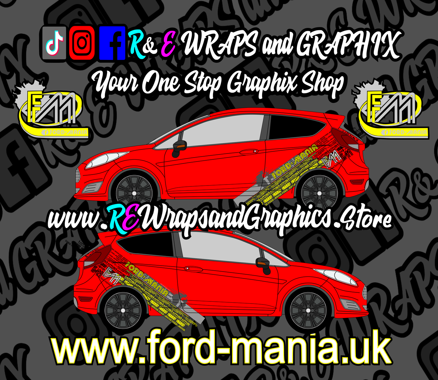 Ford Fiesta 2013-17 Ford Mania Graphic Kit (will fit ST models)