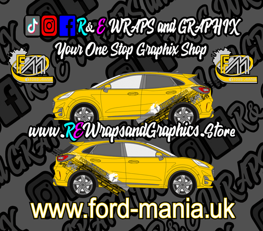 379576987_883681123156098_5122151432017019975_n - R&E Wraps and Graphics LTD - Ford Puma 2019 onwards Ford Mania Graphic Kit - ford, Ford Graphic Kits, ford mania, ford mania graphics, ford mania stickers, ford puma, graphic kits