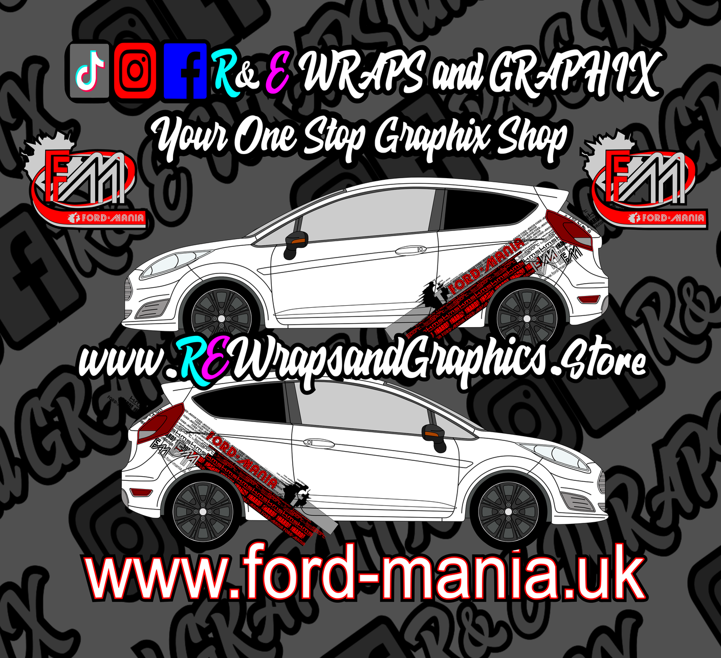 Ford Fiesta 2013-17 Ford Mania Graphic Kit (will fit ST models)