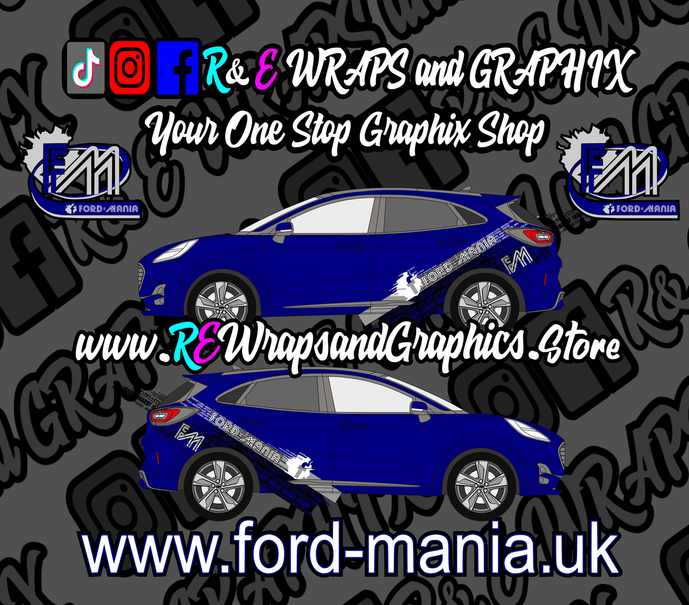 379639991_2009493009413613_5076211159447017797_n - R&E Wraps and Graphics LTD - Ford Puma 2019 onwards Ford Mania Graphic Kit - ford, Ford Graphic Kits, ford mania, ford mania graphics, ford mania stickers, ford puma, graphic kits