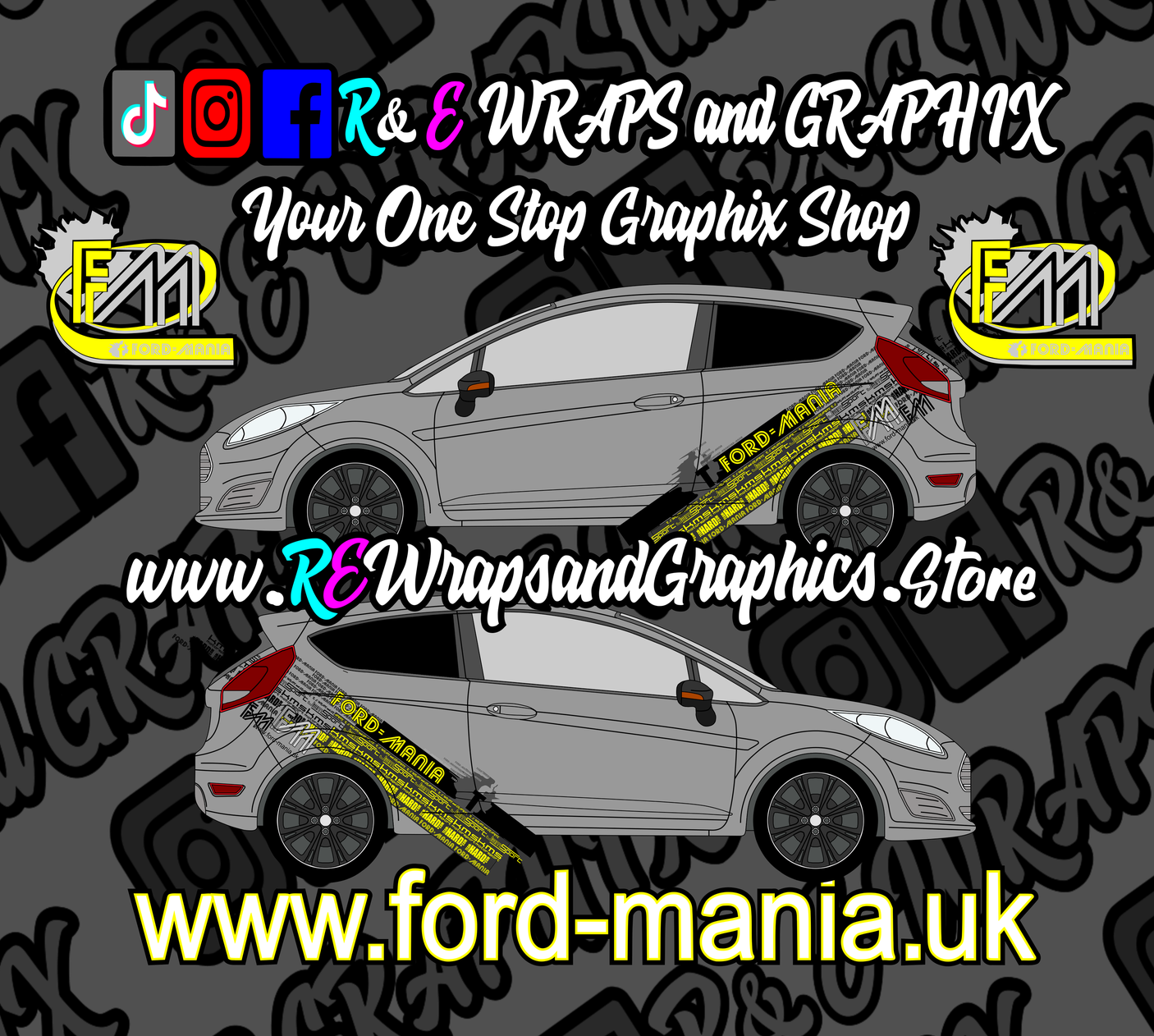 Ford Fiesta 2013-17 Ford Mania Graphic Kit (will fit ST models)