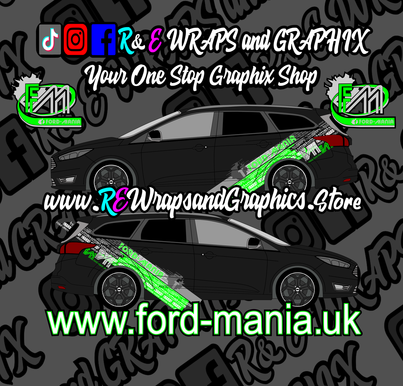Ford Focus Estate 2011-14 Ford Mania Graphic Kit