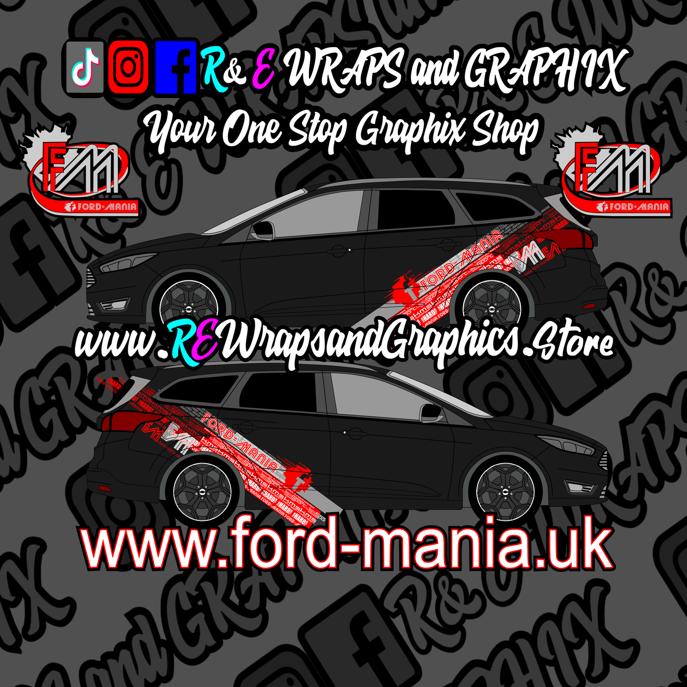 Ford Focus Estate 2011-14 Ford Mania Graphic Kit