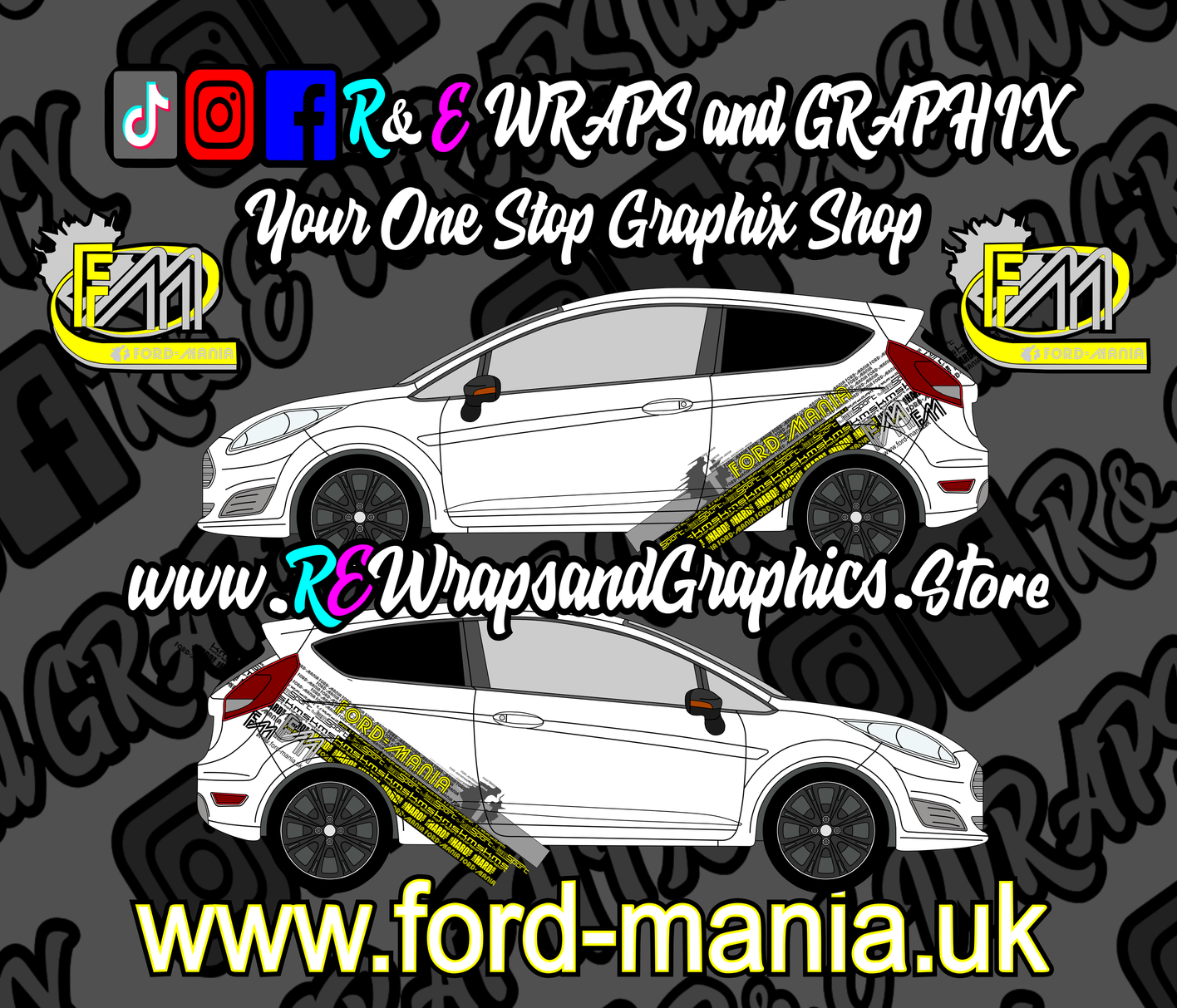 Ford Fiesta 2013-17 Ford Mania Graphic Kit (will fit ST models)