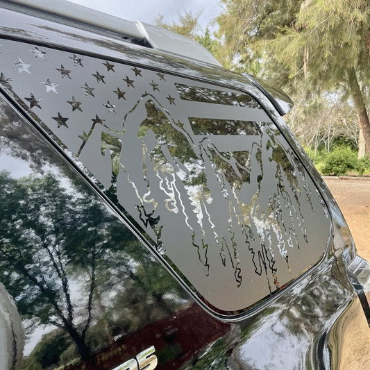 Universal Fit - USA Flag with Mountains Window Stickers