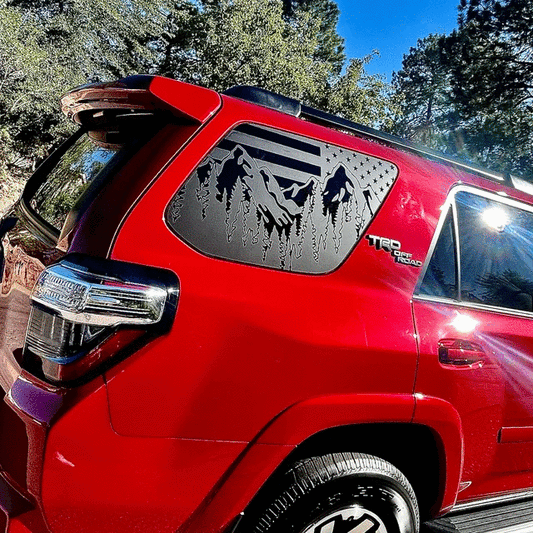 Universal Fit - USA Flag with Mountains Window Stickers