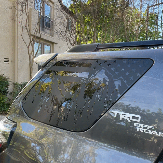 Universal Fit - USA Flag with Mountains Window Stickers