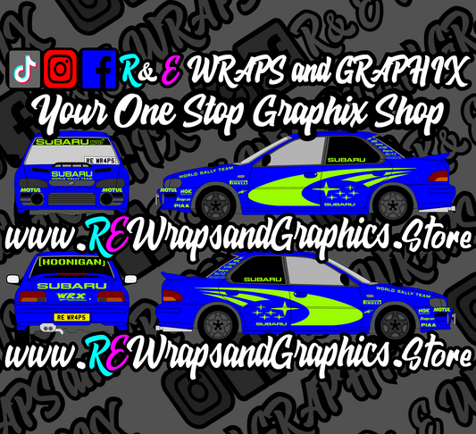Subaru Impreza Saloon 1993-2001 WRC Track Car Graphic Kit (Neon Colours)