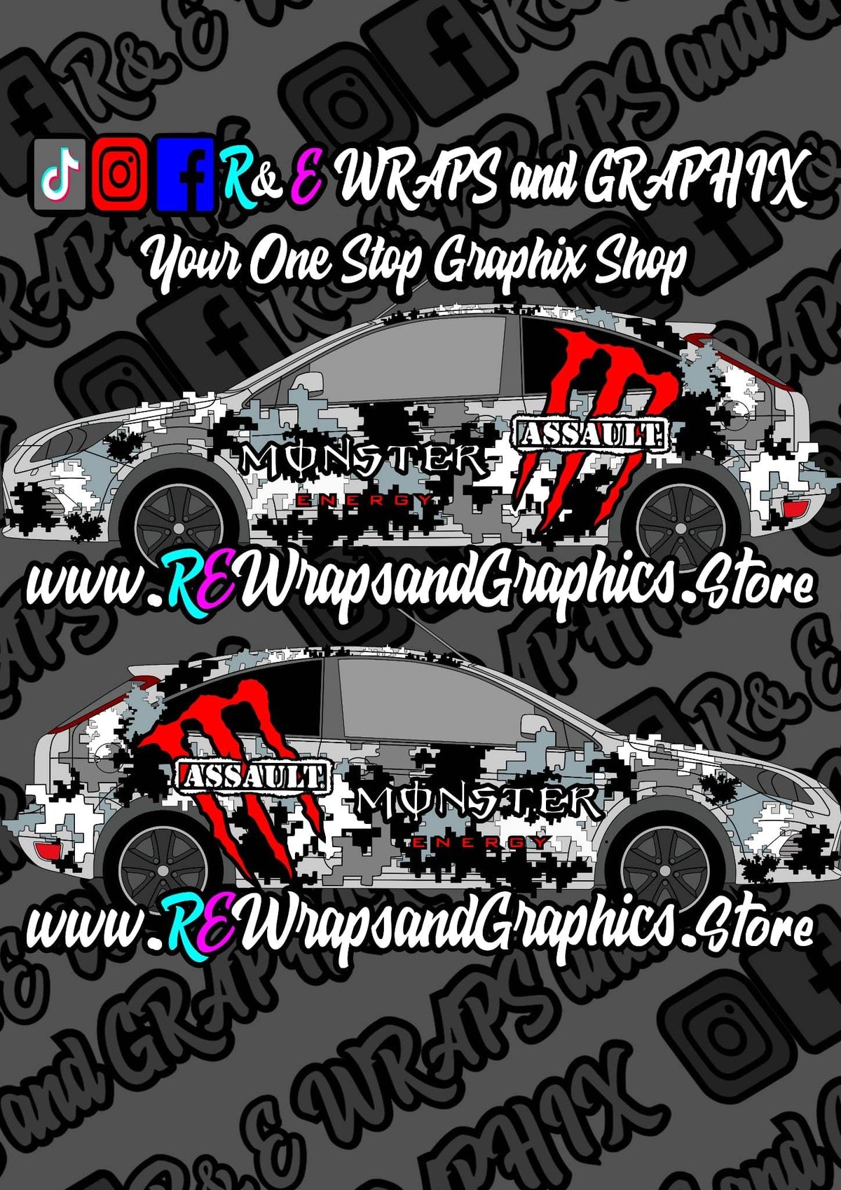 4ec909fb-b2a9-4772-8eb2-a99142949310 - R&E Wraps and Graphics LTD - Ford Focus ST/RS Monster Energy Assault Graphic Kit - ford focus, Ford Graphic Kits, graphic kits, Taxaco wrc, Texaco, texaco graphic kit, Wrc graphic kit