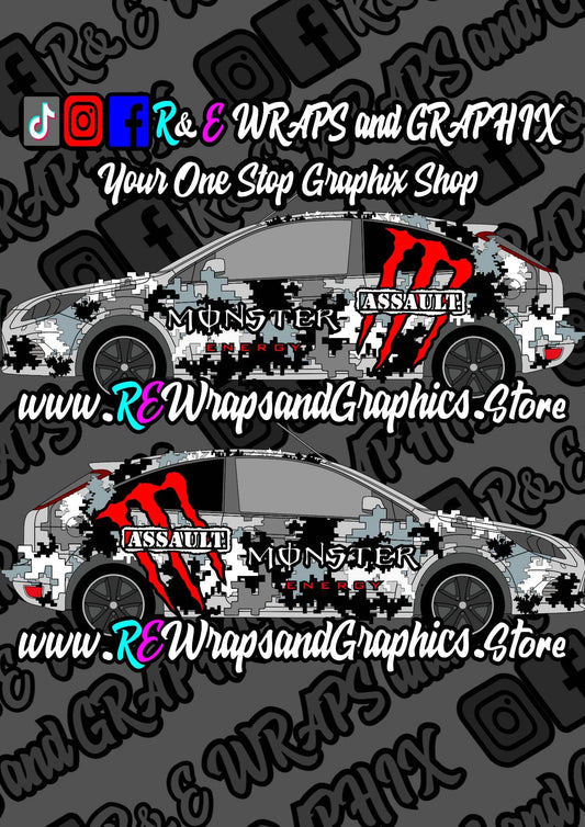 4ec909fb-b2a9-4772-8eb2-a99142949310 - R&E Wraps and Graphics LTD - Ford Focus ST/RS Monster Energy Assault Graphic Kit - ford focus, Ford Graphic Kits, graphic kits, Taxaco wrc, Texaco, texaco graphic kit, Wrc graphic kit