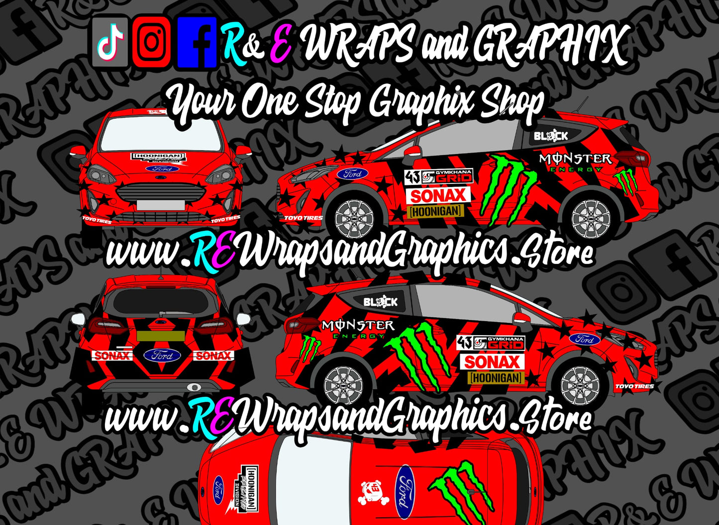 Ford Fiesta mk7 ST Monster Energy 43 Graphic Kit